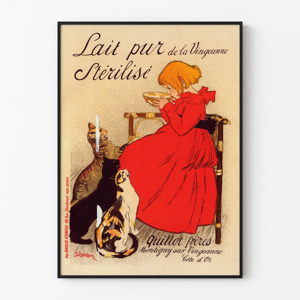 Vintage poster of pure sterilized milk from La Vingeanne wall decoration
