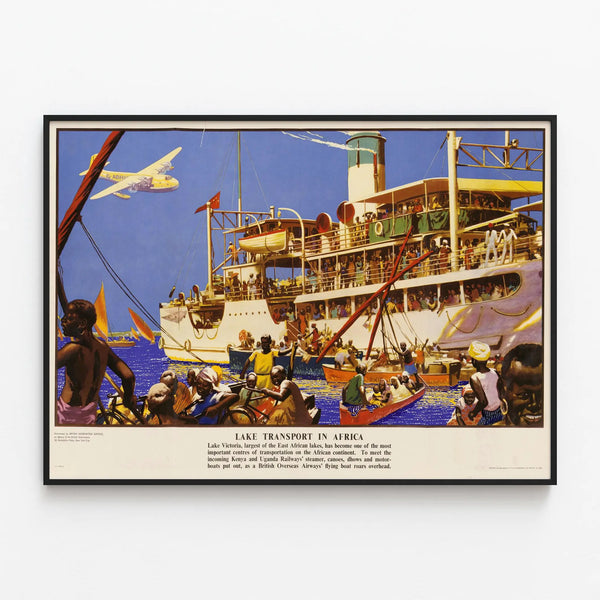Vintage Poster of Transport on Lake Victoria in Africa — framed artwork on a wall
