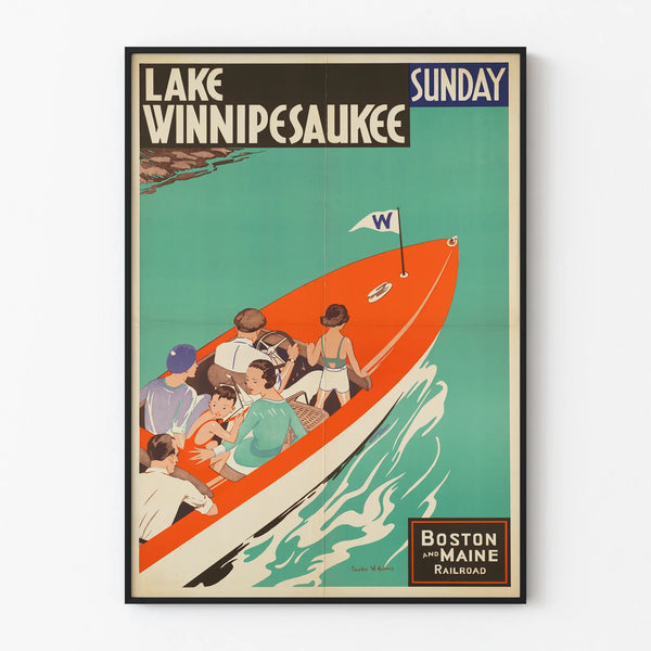 Vintage poster of Lac Winnipesaukee and Boston & Maine Railroad