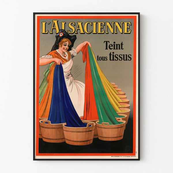 Vintage poster L'Alsacienne dyeing all fabrics - Textile wall decoration