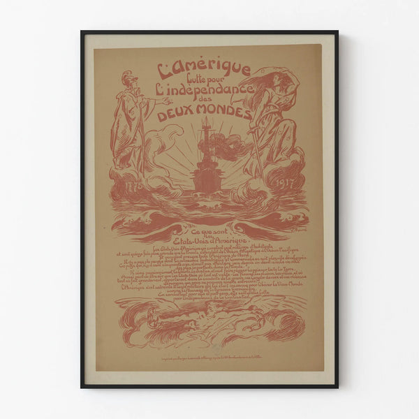 Vintage Poster of America and the Fight for Independence of the Two Worlds