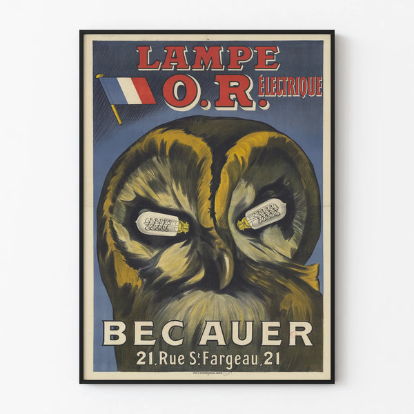 Vintage poster Lamp O.R. Electric Bec Auer wall decoration