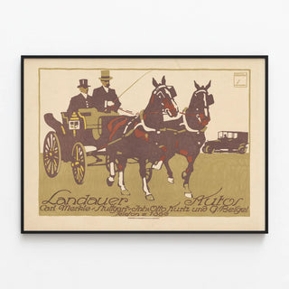 Vintage Landauer Autos Stuttgart Poster by Ludwig Hohlwein — framed artwork on a wall