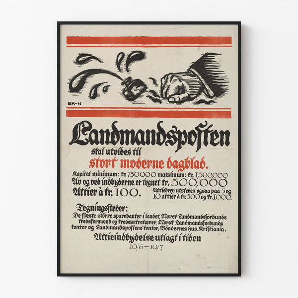 Vintage Norwegian Advertising Poster for Landmandsposten