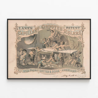 Vintage Poster Lane's Capillary-Grooved Rulers with Retro Spirit — framed artwork on a wall