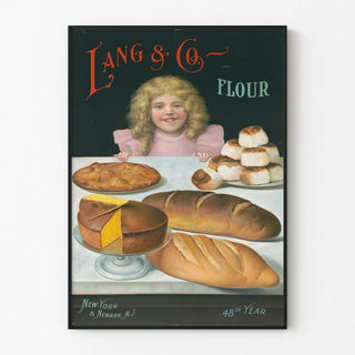 Vintage Poster for Farine Lang & Co. with Child and Assorted Breads