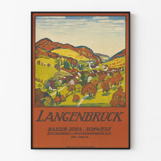 Vintage poster Langenbruck Jura Switzerland air station and winter sports