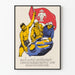 Vintage Laotian activist poster with flag and workers