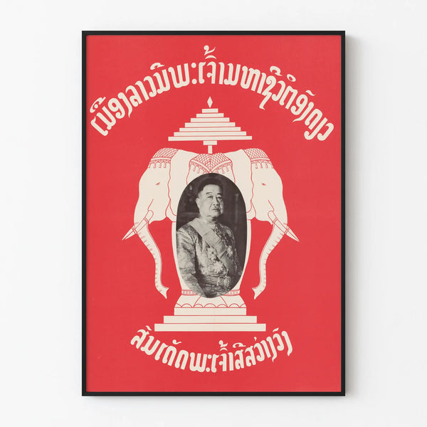 Laotian symbol decorative poster with portrait and elephants
