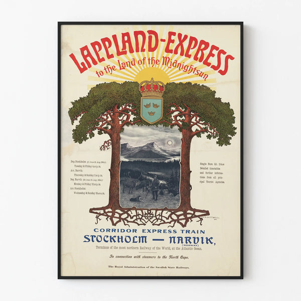 Vintage Lappland Express Poster - Express Train from Stockholm to Narvik