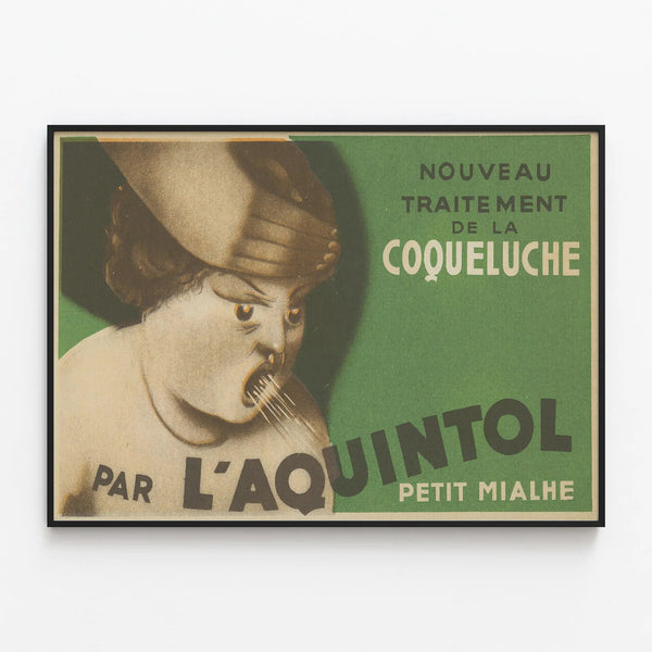 Vintage Poster L’Aquintol Whooping Cough Treatment Petit Mialhe — framed artwork on a wall