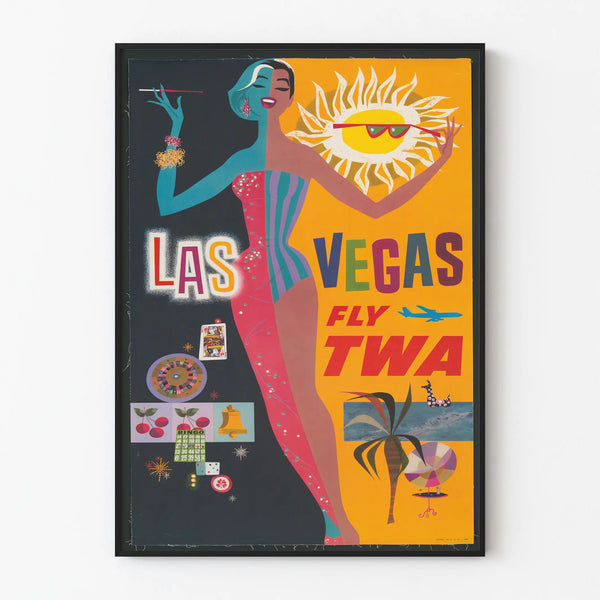 Vintage Las Vegas Fly TWA Poster - Retro Wall Decoration