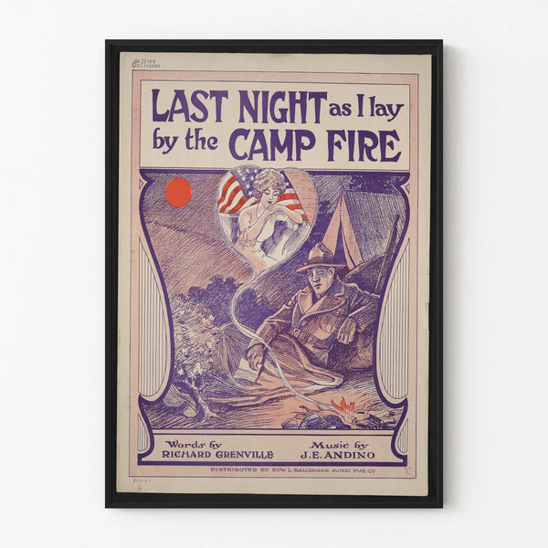 Vintage Poster Last Night as I Lay by the Camp Fire