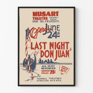 Vintage Poster Last Night of Don Juan Theatre Musart