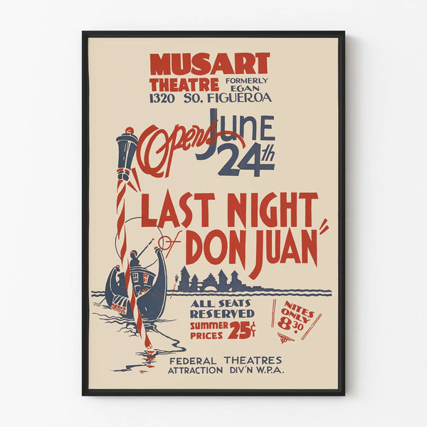 Vintage Poster Last Night of Don Juan Theatre Musart