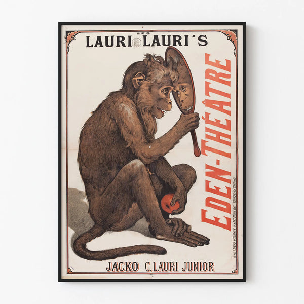 Vintage poster of Eden-Theatre Lauri-Lauri's monkey at the mirror