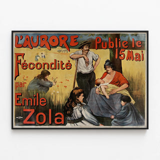 Vintage poster L'Aurore publishes Fécondité by Émile Zola — framed artwork on a wall