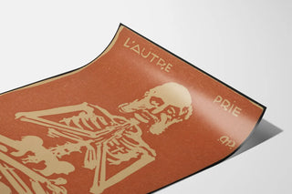 Poster L'Autre Prié - Skeleton Illustration with Sepia Aesthetic