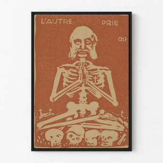 Poster L'Autre Prié - Skeleton Illustration with Sepia Aesthetic