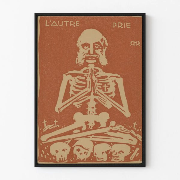 Poster L'Autre Prié - Skeleton Illustration with Sepia Aesthetic