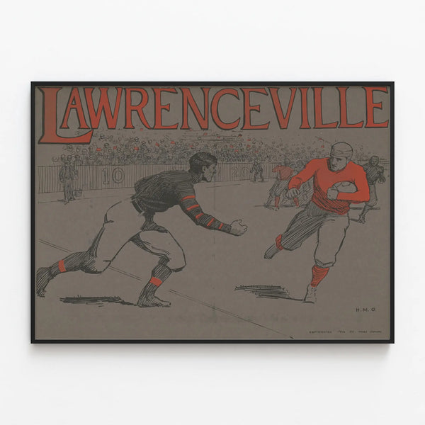 Vintage poster of Lawrenceville American football 1906 — framed artwork on a wall