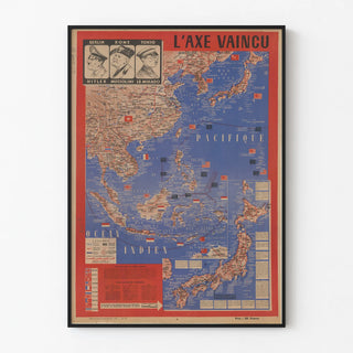 Historical Poster The Vanquished Axis Military Map 1945