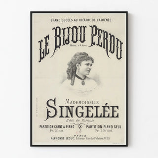 Vintage poster Le Bijou Perdu - Opéra d'A. Adam with Mademoiselle Singelée