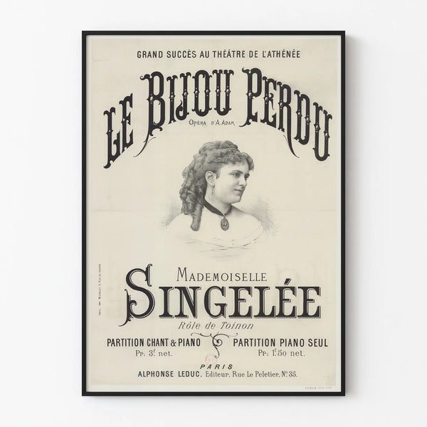 Vintage poster Le Bijou Perdu - Opéra d'A. Adam with Mademoiselle Singelée