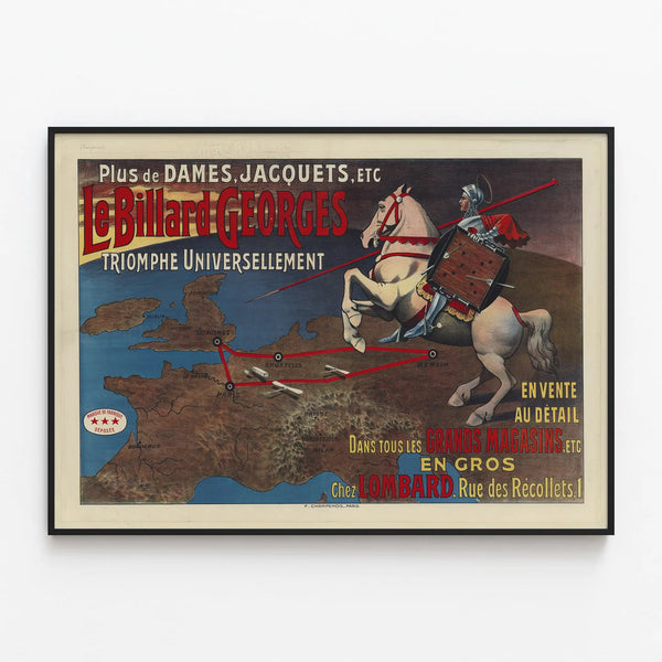 Vintage Poster Le Billard Georges - Retro and Original Wall Decoration — framed artwork on a wall