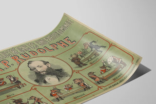 Vintage billiard poster in the five parts of the world by A.P. Rudolphe — artwork view