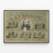 Vintage billiard poster in the five parts of the world by A.P. Rudolphe — framed artwork on a wall