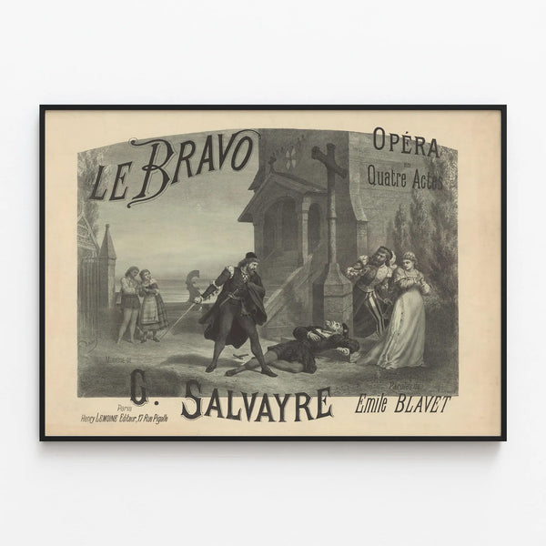 Vintage Poster Le Bravo - Opera in Four Acts — framed artwork on a wall