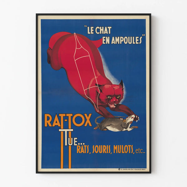 Vintage poster Le Chat en Ampoules Rattox wall decoration