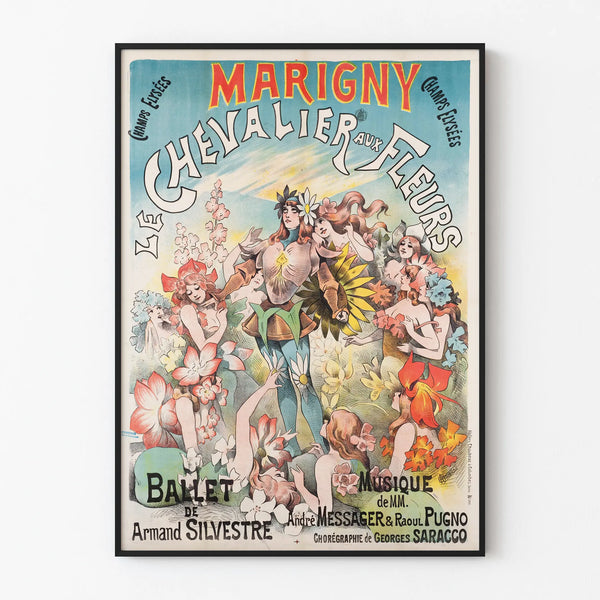 Vintage Poster The Knight with Flowers - Artistic Wall Decoration