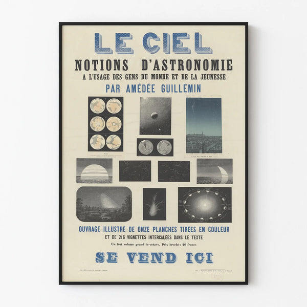 Vintage astronomical poster "The Sky" for wall decoration