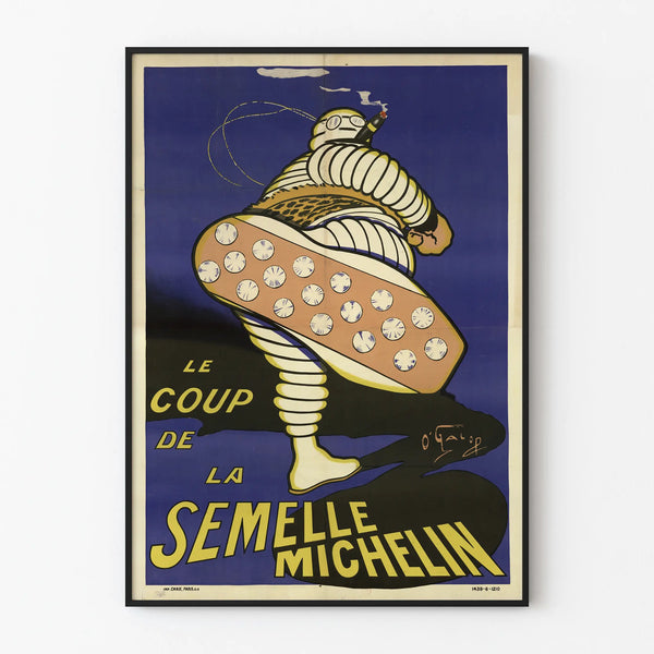 Vintage poster The Michelin Heel Strike for wall decoration