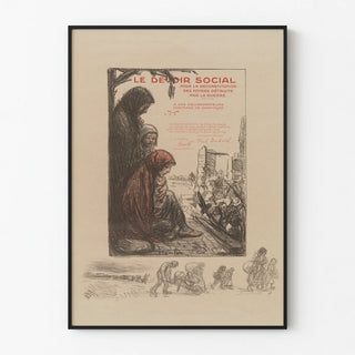 Vintage Poster for the Social Duty for the Rebuilding of Homes Destroyed by the War