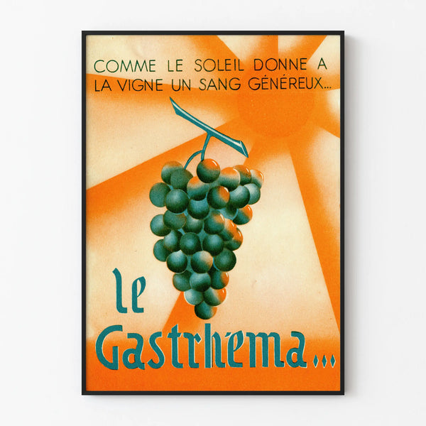 Vintage Poster Le Gastrihema Wall Decoration Grape and Sun