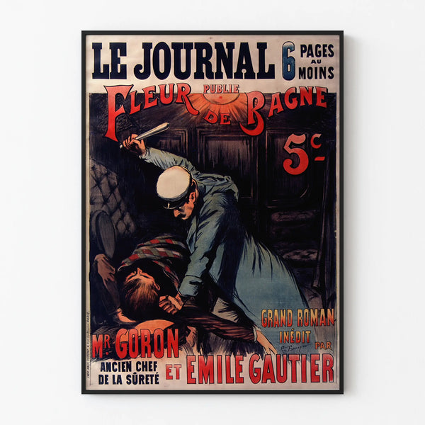 Vintage poster Le Journal Fleur de Bagne Grand Roman