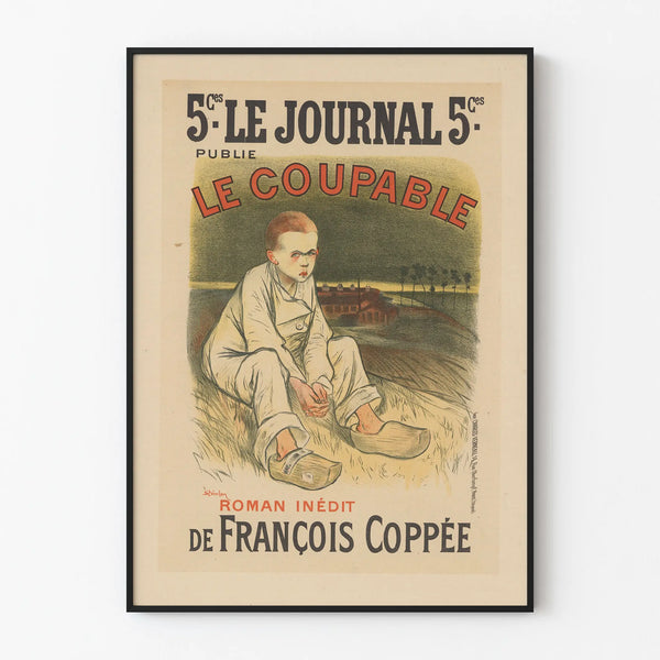 Vintage Poster The Guilty - Unpublished Novel by François Coppée