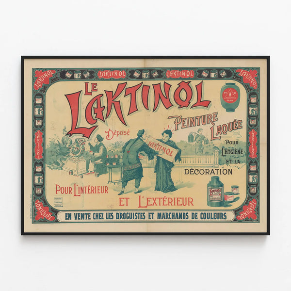 Vintage Poster Le Laktinol - Lacquered Paint for Interior and Exterior — framed artwork on a wall