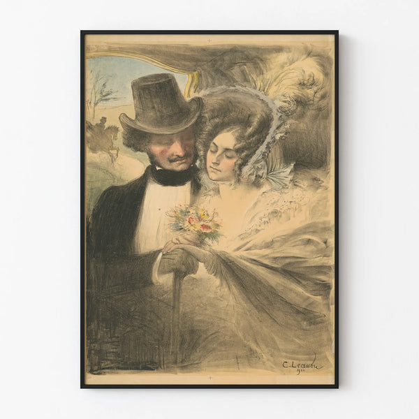 Vintage decorative poster The Wedding by C. Leandre 1900