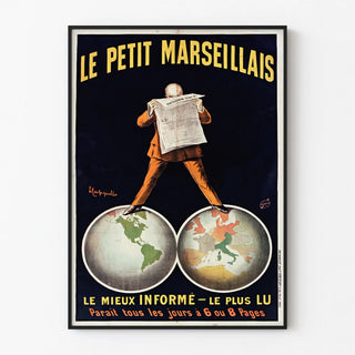 Vintage Poster Le Petit Marseillais - Newspaper and World Map