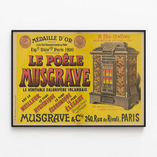 Vintage Poster of the Musgrave Stove Irish Heater — framed artwork on a wall