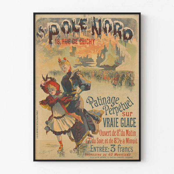 Vintage Poster of Perpetual Ice Skating - North Pole