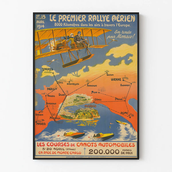 Vintage poster of the First Aerial Rally 1914 - Aeronautical wall decoration