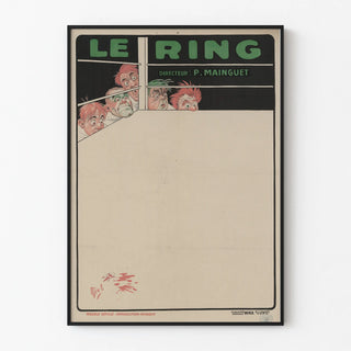 Vintage poster of Le Ring, humorous illustration of boxing spectators
