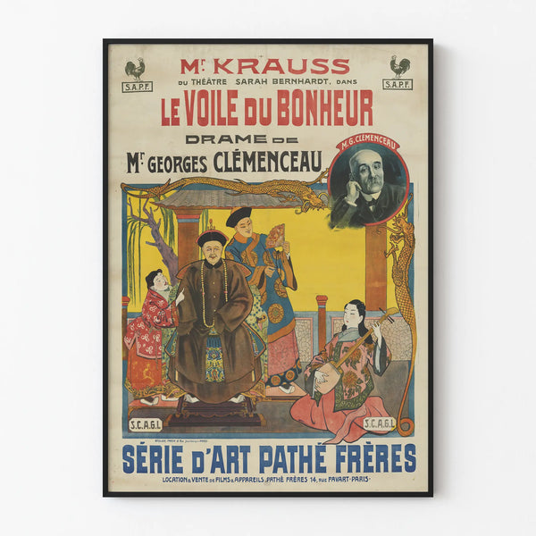 Vintage poster The Veil of Happiness - Antique theater wall decoration