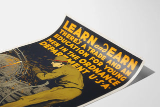 Recruitment Poster for the Ordnance Department USA - Learn and Earn