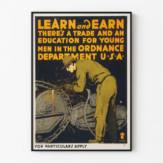 Recruitment Poster for the Ordnance Department USA - Learn and Earn